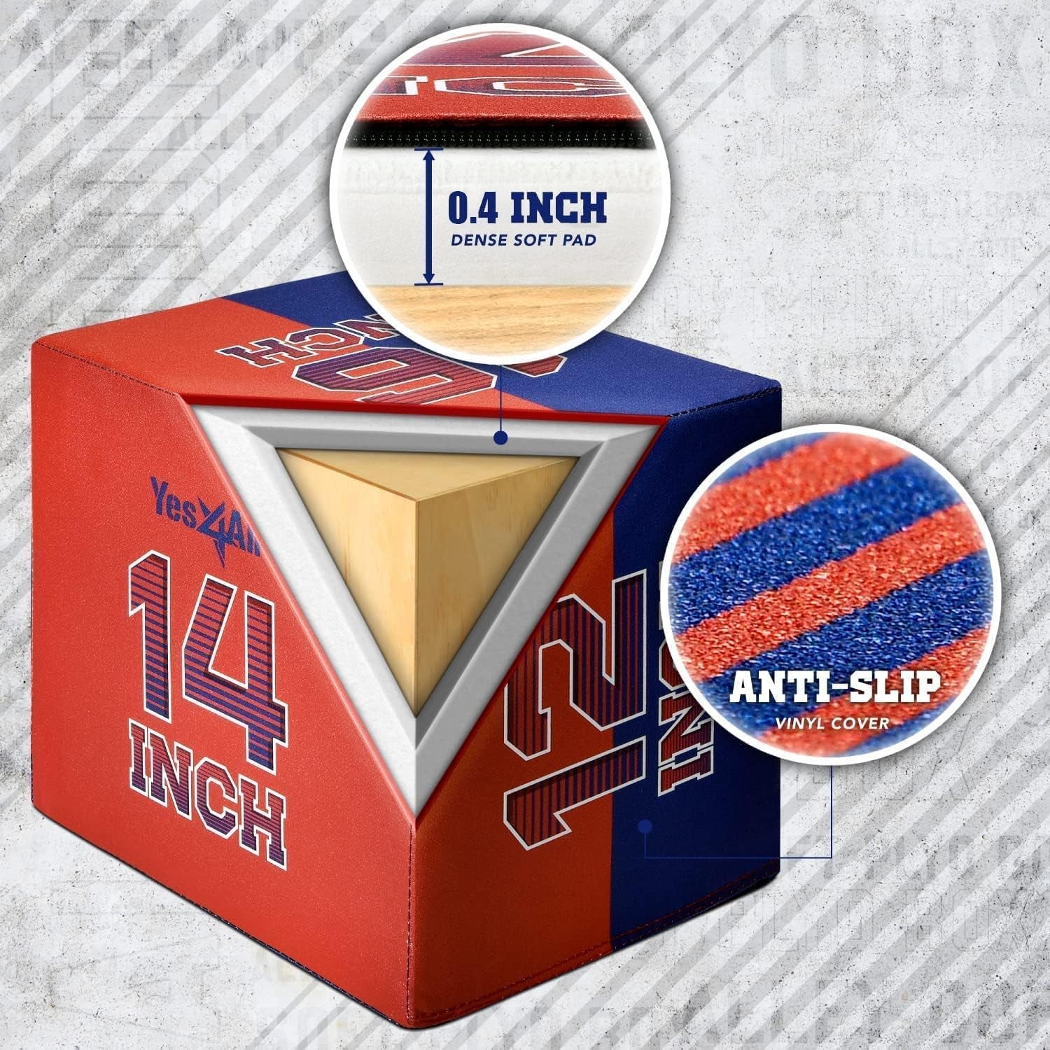 3-In-1 Soft-Padded Plyo Box with Wooden Core, Non-Slip Multi-Use Cushioned Plyometric Jump Box with Vinyl Cover for Jumping, Conditioning, Strength Training